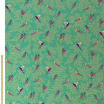 SM Green Birds Sateen Fabric by the Metre